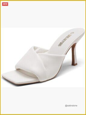 Women's High Stilettos Heels Mules Open Square Toe Slip On Dress Pumps Sandals